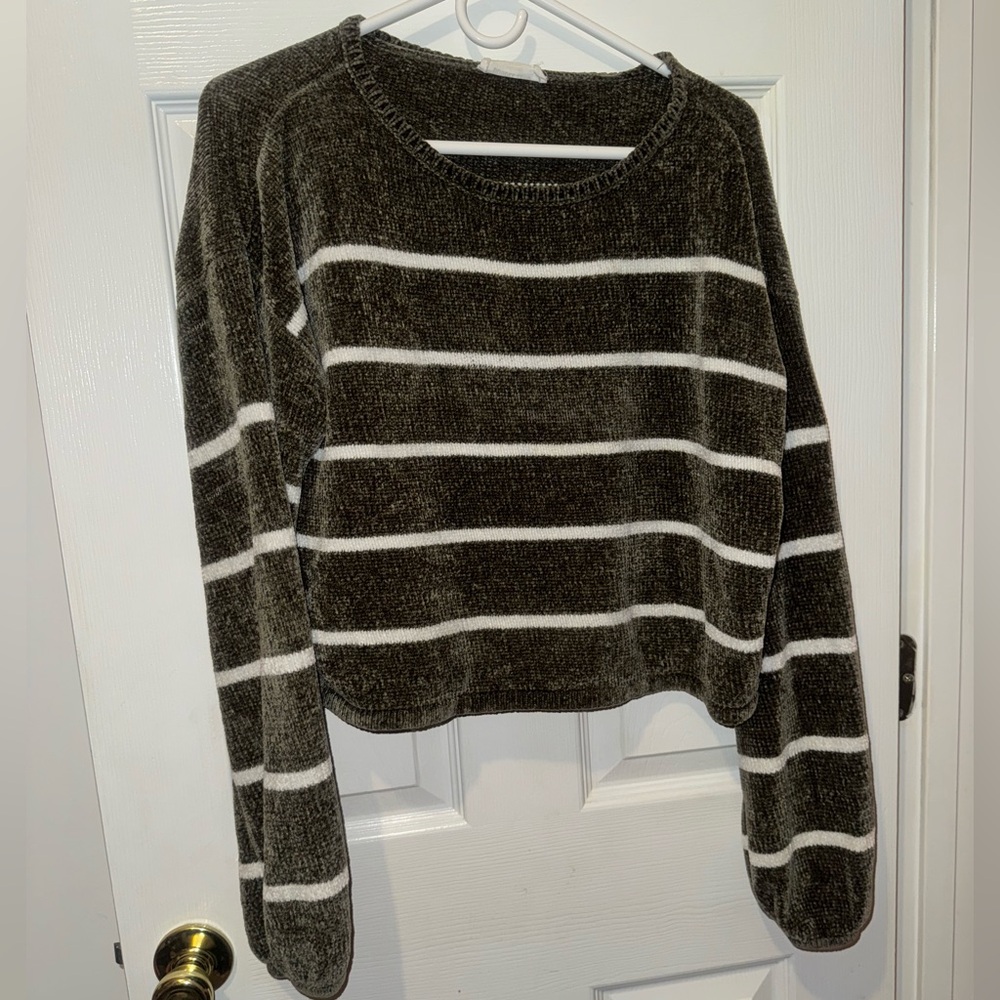 Double Zero Women's Sweater - Dark Green and White Stripes